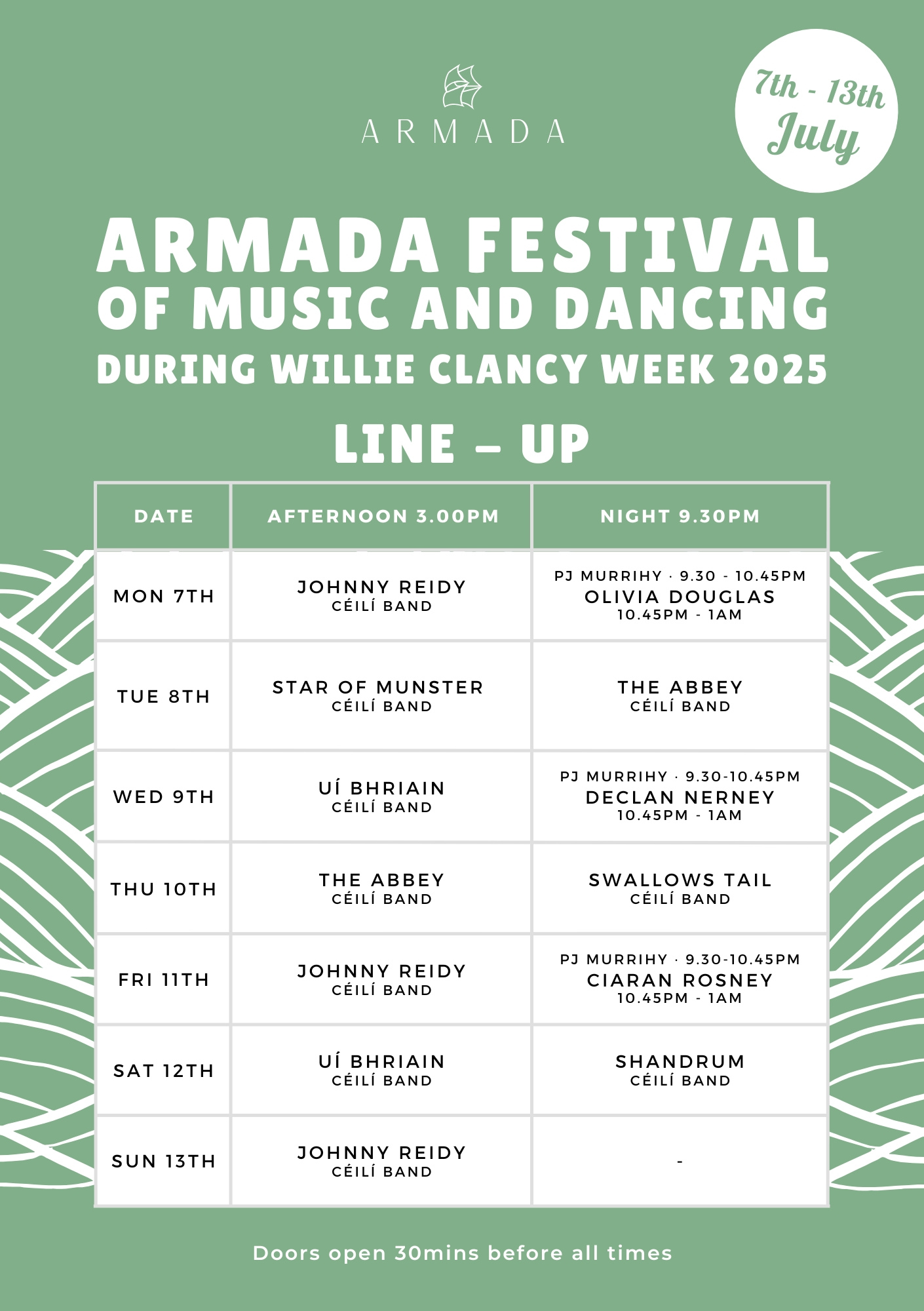 willie clancy 2025 lineup